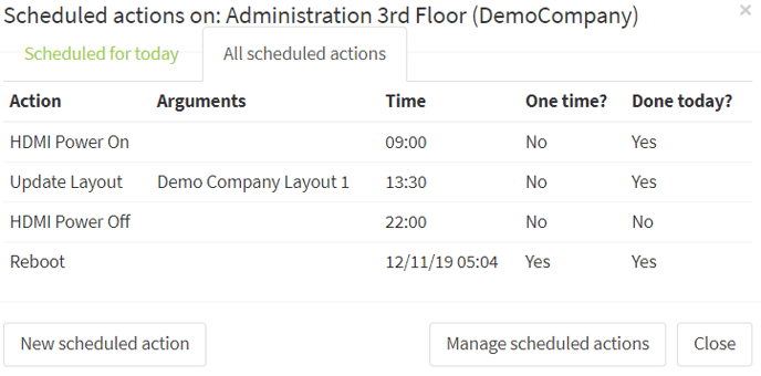 Device Management Scheduled Actions All
