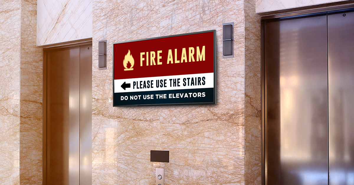 digital signage fire alarm