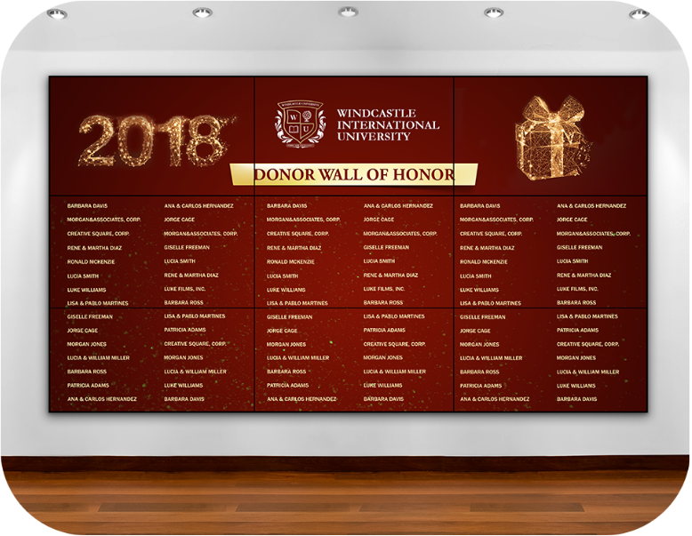 donor wall of honor red