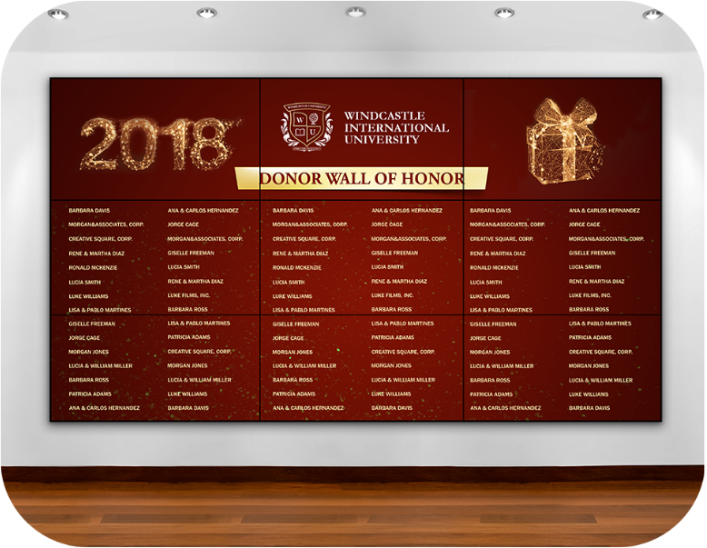 donor wall of honor red