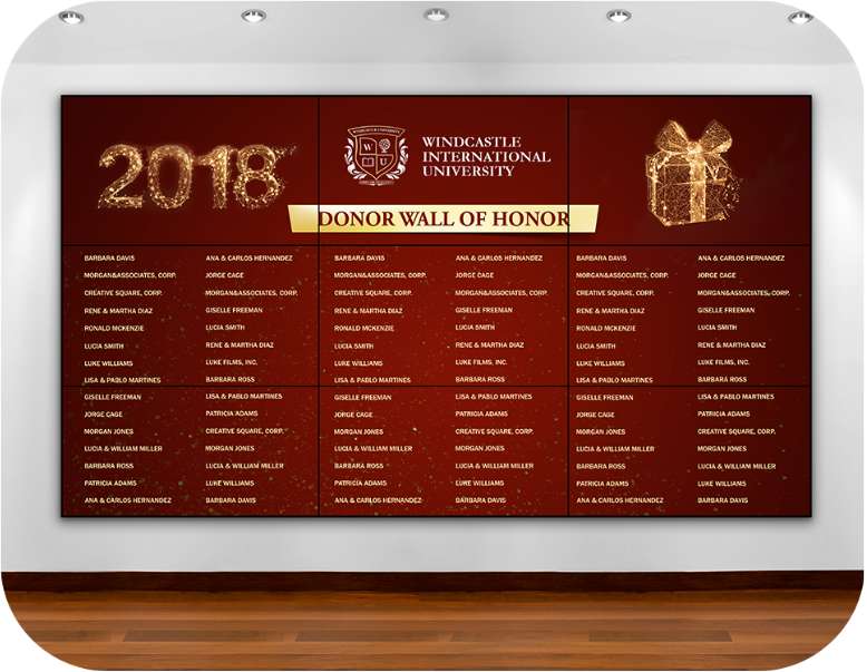 donor wall of honor red